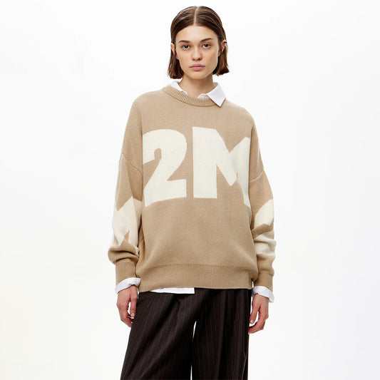 Letter Fashion Contrast Color Temperament Crew Sweaters