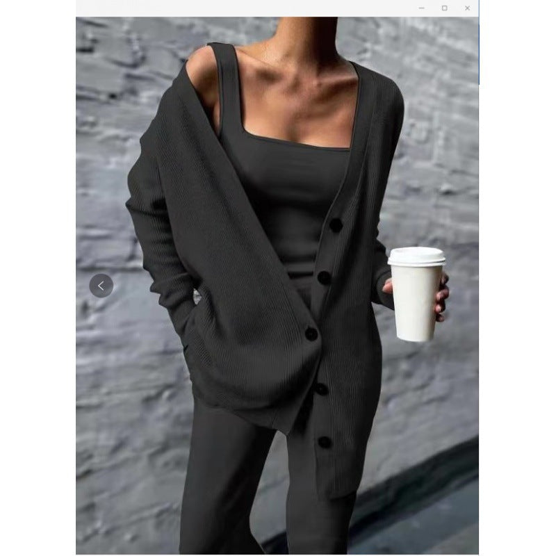 Women's Trendy Fashion New Knitted Three-piece Suits