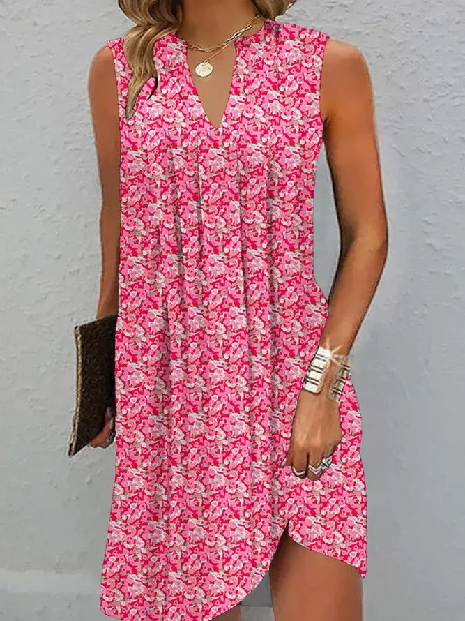 Women's A- Line Sleeveless Dress Summer Printed Dresses