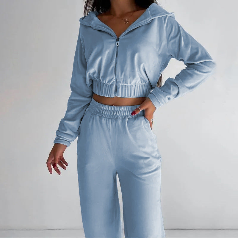 Women's Hooded Casual Sweatshirt Two-piece Set Suits