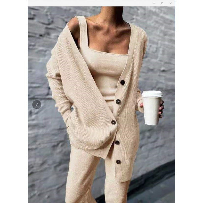 Women's Trendy Fashion New Knitted Three-piece Suits