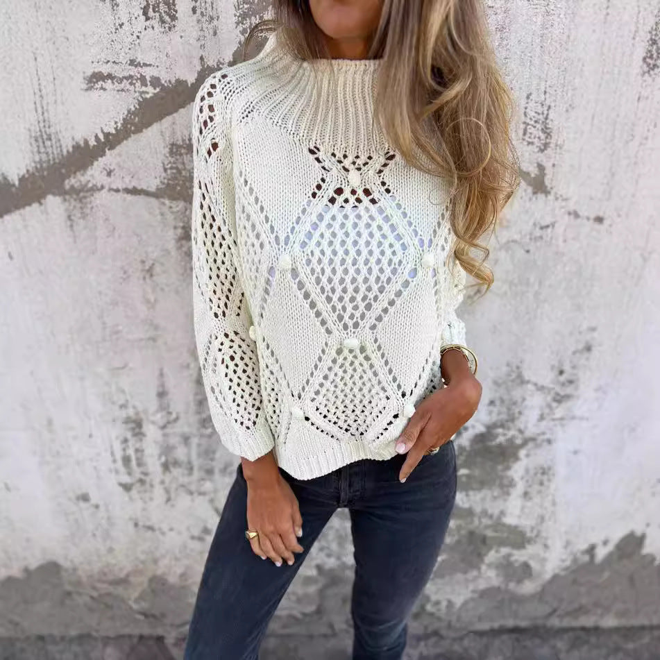 Fashion Loose Hollow Out Round Neck Sweaters