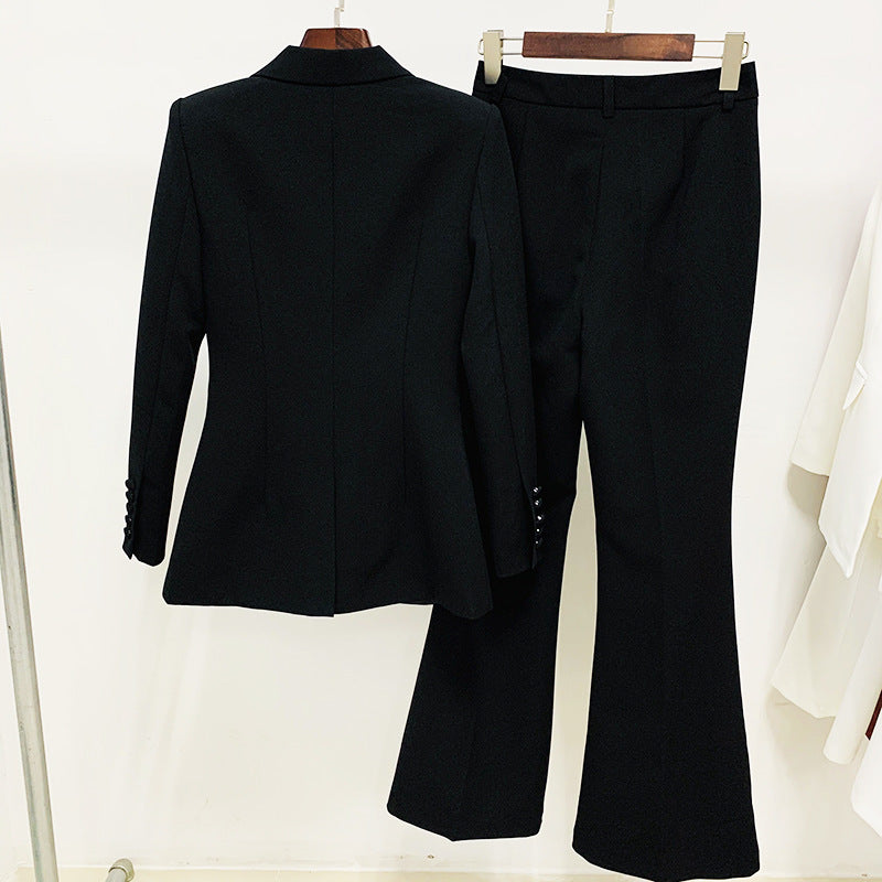 Business Fashion Button Mid-length Bell-bottom Two-piece Suits