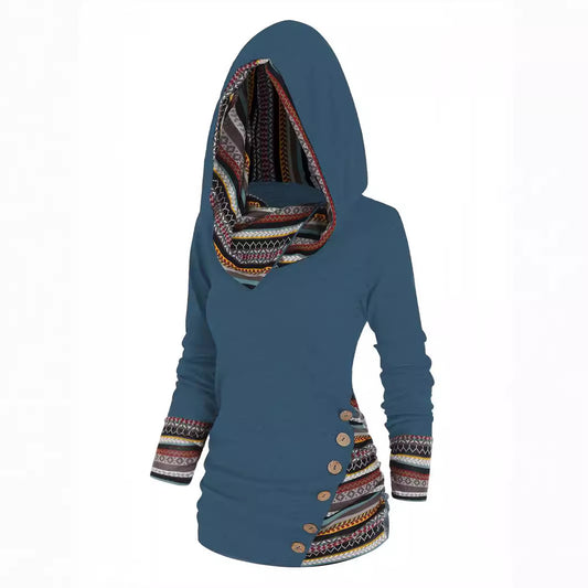 Women's Hooded Knitted Long Sleeve Button Casual Sweaters