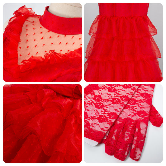 Robe rouge Lydia Halloween Scarabée Noir Costumes