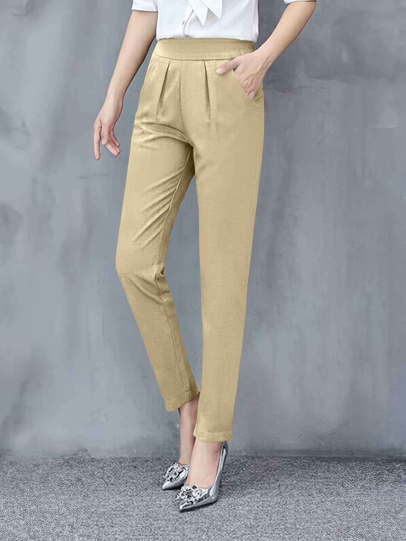 Pantalon moulant moulant pour femme, coupe slim, drapé, sarouel, décontracté, tendance, pour l'extérieur