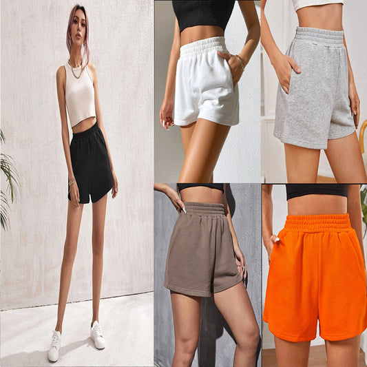 Short ample à taille élastique et jambes larges pour femme