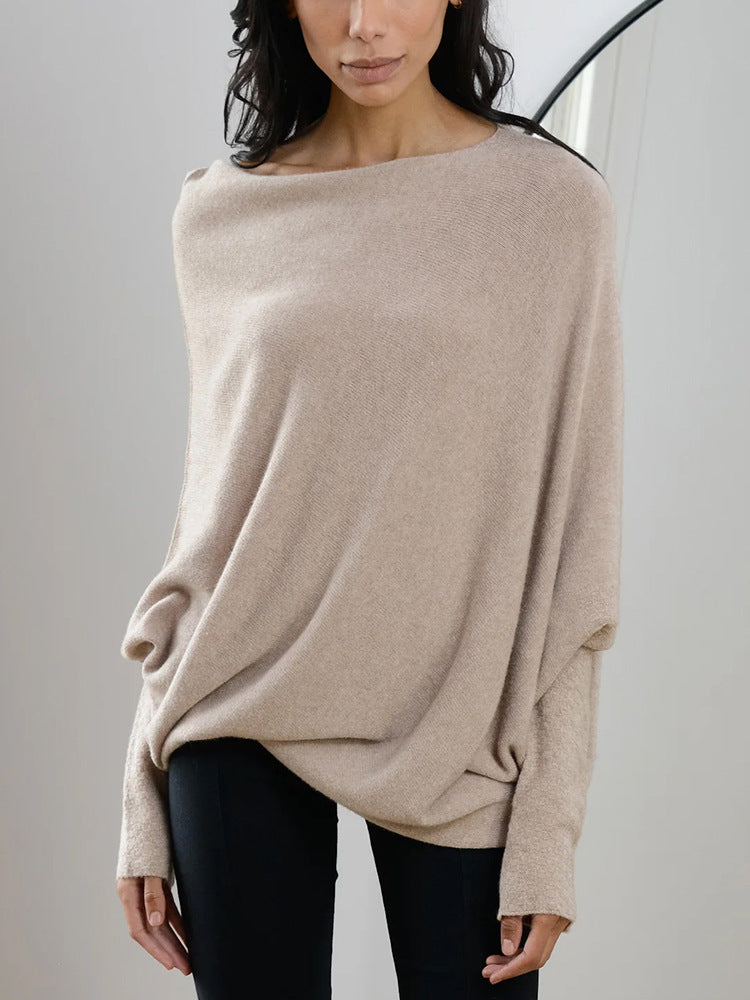 Solid Color Round Neck Long Sleeve Sweaters