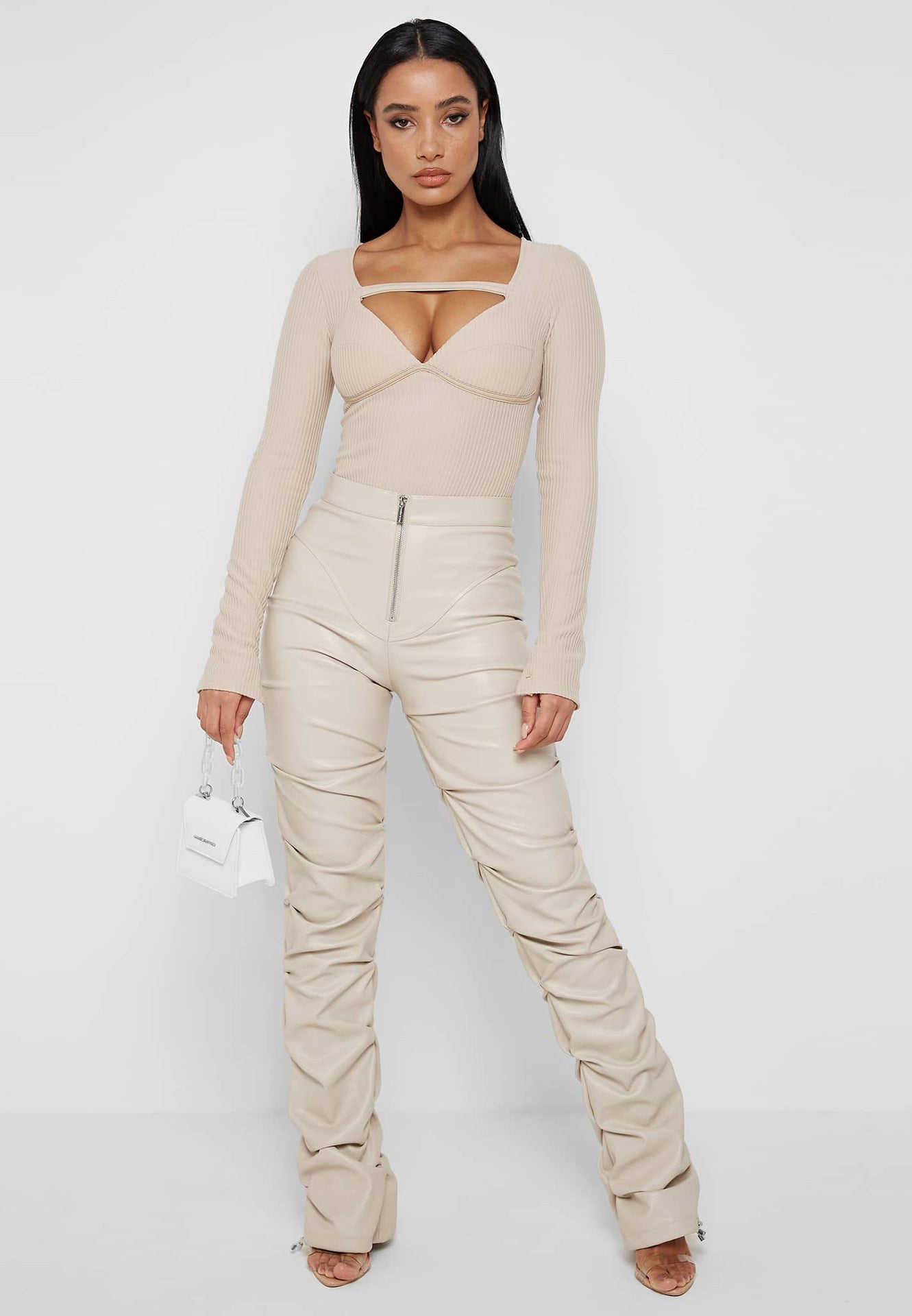 Pantalon en cuir long et moulant à la mode pour femme Pantalon de personnalité