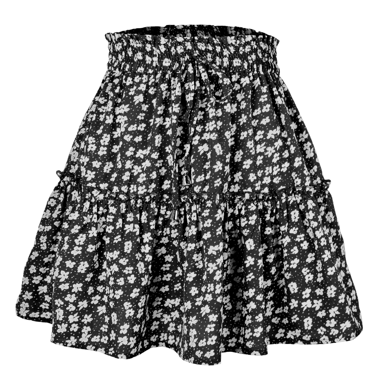 Women's Summer High Waist Ruffles Floral Printing Skirts