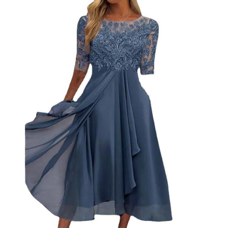 Women's Dress Chiffon Stitching Lace Long Bridesmaid Dresses