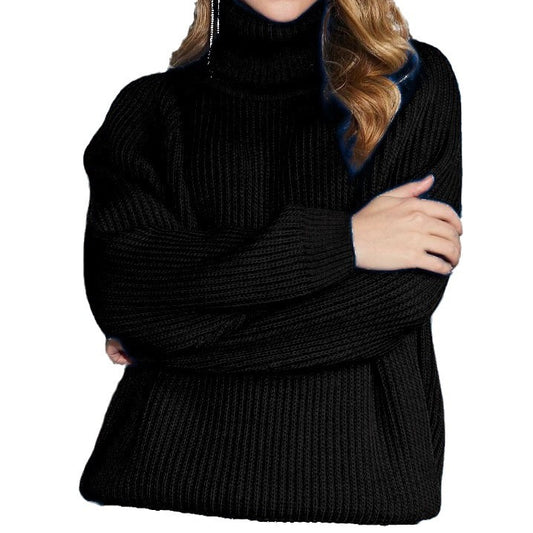 Women's Russian Turtleneck Pullover Solid Color Loose Sweaters