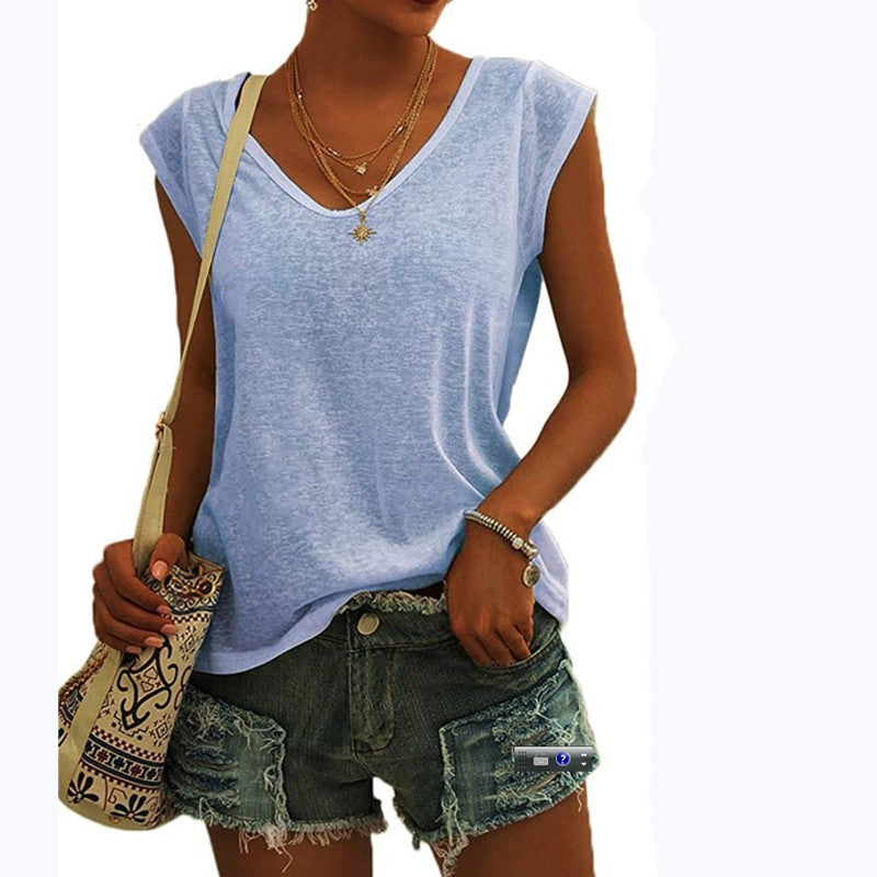 Women's Solid Color Cover Sleeve Casual Loose Blouses