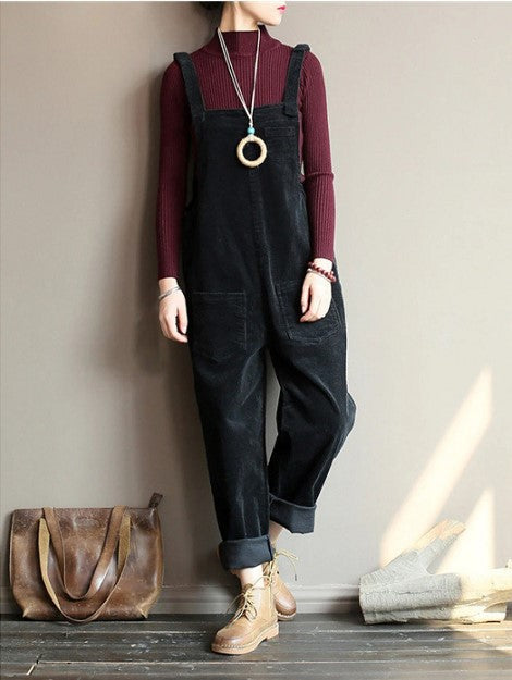 Charming Elegant Corduroy Solid Color Long Pants