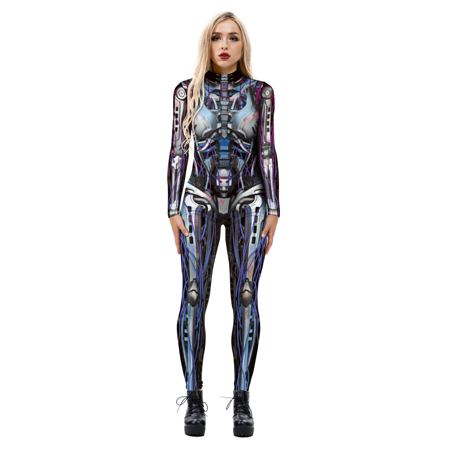 Women's Machine Skeleton Digital Printed Wear Slim-fit Costumes